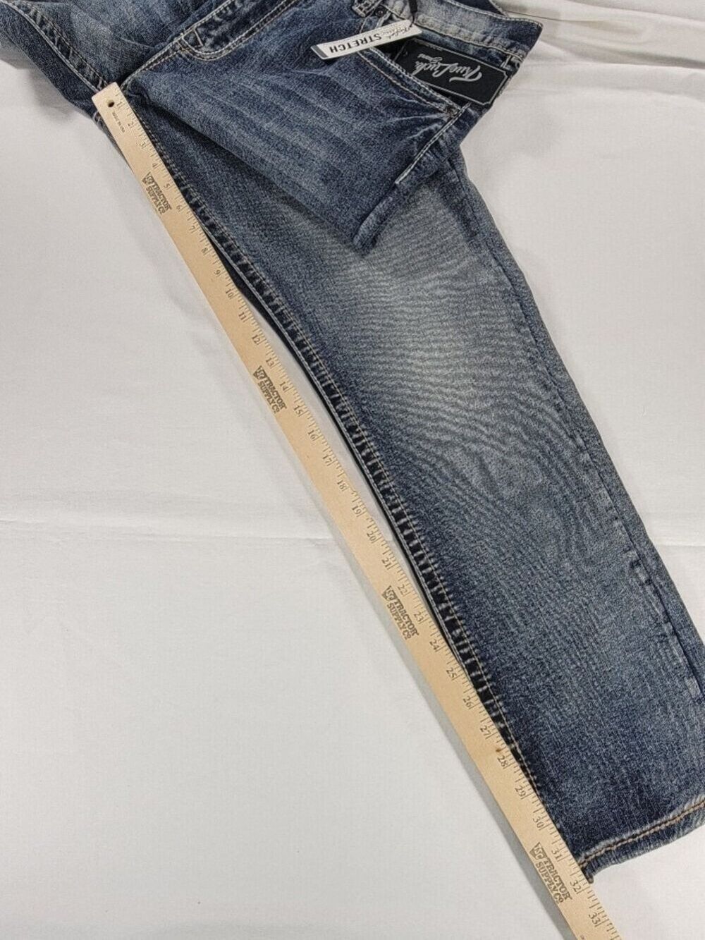 NEW True Luck Jeans Mens 38x32 Blue Stretch Straight Slim Denim NWT - Picture 9 of 11